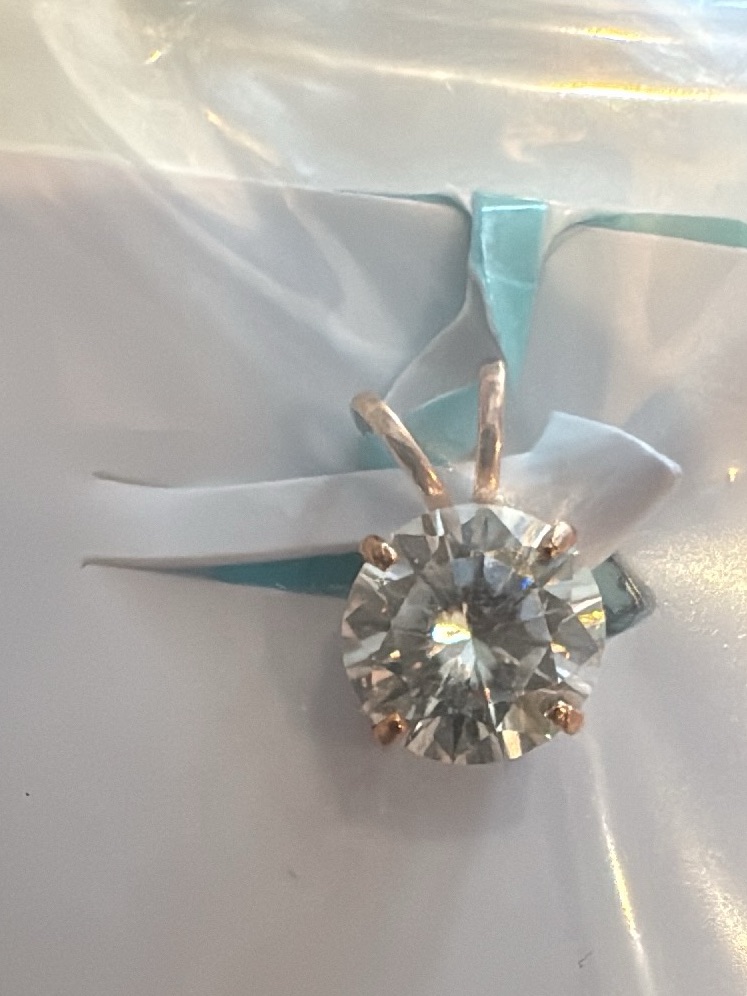 14k Classic Clear Solitaire Moissanite Pendant In Authentic Gold
